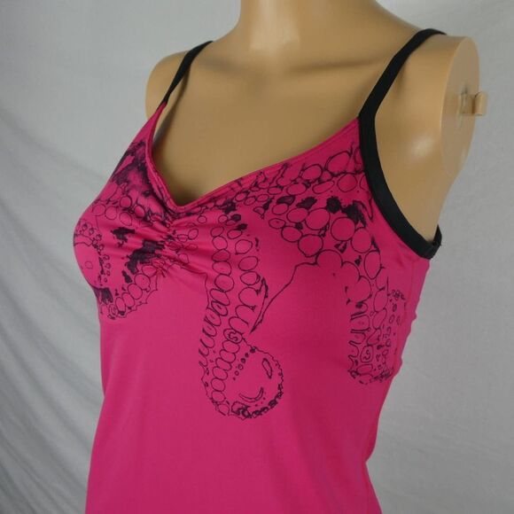 Lululemon Octopus Squid Tentacles Pink Black Tank Top Built In Bra Size 6 - Picture 2 of 10